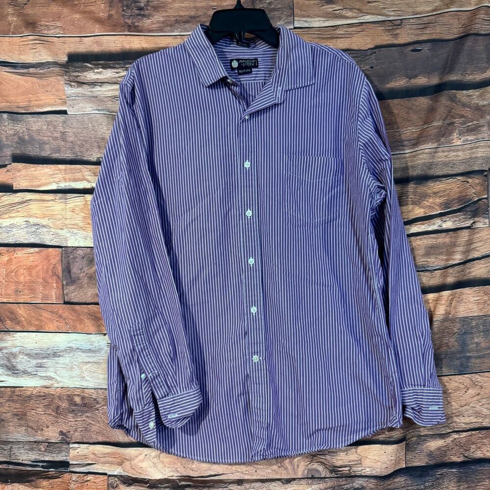 J.CREW Casual Button-Down Shirt Men’s Purple XL 100% Cotton Pinstripe
